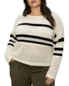 Sanctuary Sporty Stripe Open Knit Sweater In Eco Natura