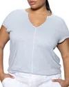 Sanctuary The New Girl Split Neck Cotton T-shirt In Sky Blue