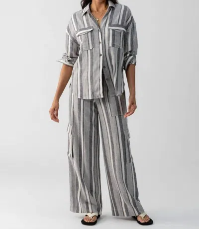 Sanctuary Pocket Shirt In Variegated Stripe In Multi