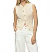 Sanctuary Pointelle Stitch Cotton Button-up Sweater Vest In White
