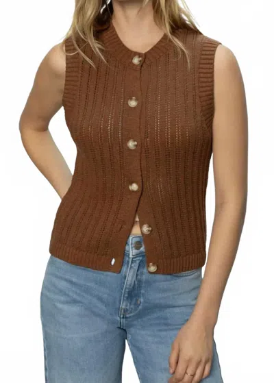 Sanctuary Pointelle Sweater Vest In Sepia In Brown