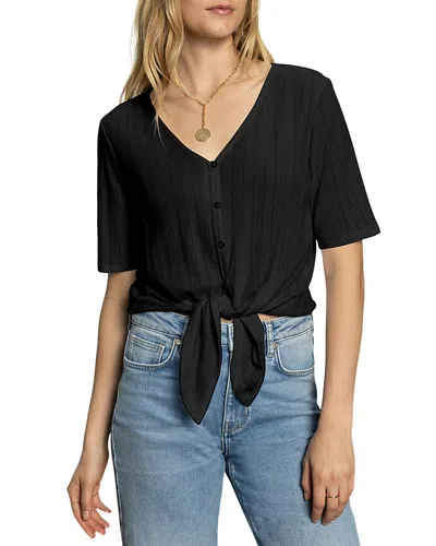 Sanctuary Pointelle Tie Tee In Black