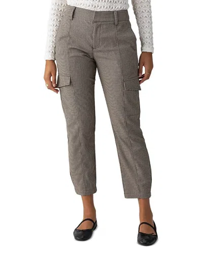 Sanctuary Polished Cargo Ankle Pant In Compact Houndstooth In Gray