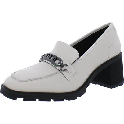 Sanctuary Primo Womens Leather Lugged Sole Loafers In White