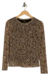 Sanctuary Print Long Sleeve Sheer Top In Brown