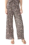 Sanctuary Print Plissé Wide Leg Pants In Safari