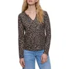 Sanctuary Print Split Neck Knit Top In Animal Print