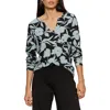 Sanctuary Print Split Neck Knit Top In Blue