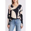 Sanctuary Print Split Neck Knit Top In Formation
