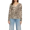 Sanctuary Print Split Neck Knit Top In Gray