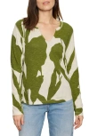 Sanctuary Print Split Neck Knit Top In Green