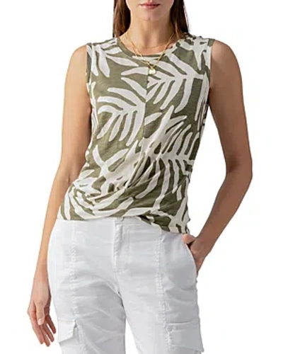 Sanctuary Printed Twist Front Top In Green