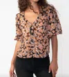 SANCTUARY PUFF SLEEVE BUTTON FRONT BLOUSE IN HARVEST