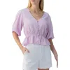 Sanctuary Puff Sleeve Button Front Top In Iris In Iris