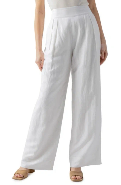 Sanctuary Pull Me On Wide Leg Linen Blend Trousers In White