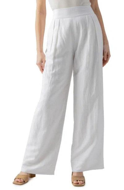 Sanctuary Pull Me On Wide Leg Linen Blend Pants In White