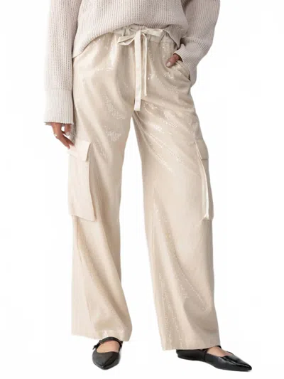 Sanctuary Pull-on Sequin Cargo Pants In Frosted Almond In Neutral