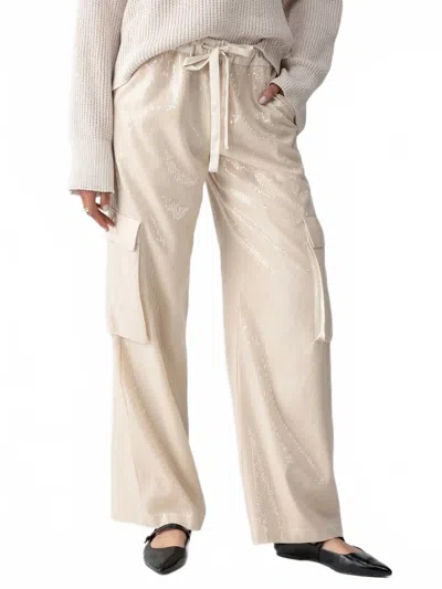 Sanctuary Pull On Sequin Cargo Pants In Frosted Almond In Neutral
