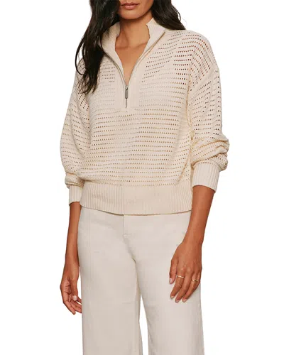 Sanctuary Quarter Zip Openwork Sweater In Neutral