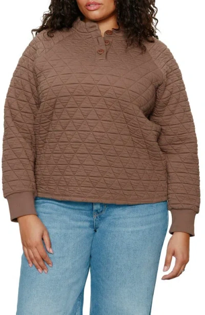 Sanctuary Quilted Popover Top In Brown