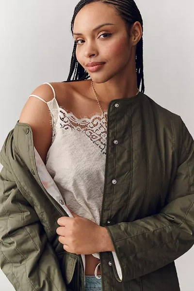 Sanctuary Quilted Reversible Floral Jacket In Green