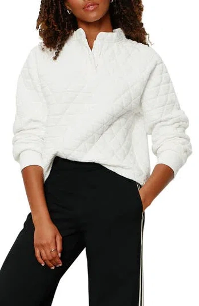 Sanctuary Quilted Button Popover Sweatshirt In White