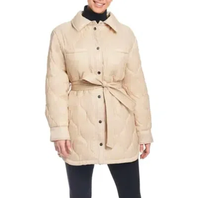 Sanctuary Quilted Tie Waist Jacket In Light Khaki In Neutral