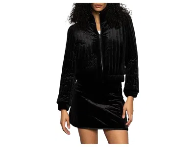 Sanctuary Quilted Velvet Jacket In Black