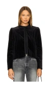 Sanctuary Channel Quilted Velvet Jacket In Black
