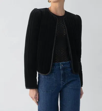SANCTUARY QUILTED VELVET JACKET IN BLACK