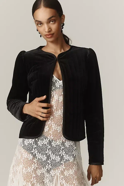 Sanctuary Quilted Velvet Lady Jacket In Black