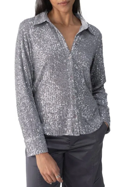 Sanctuary Radian Sequin Shirt In Gunmetal