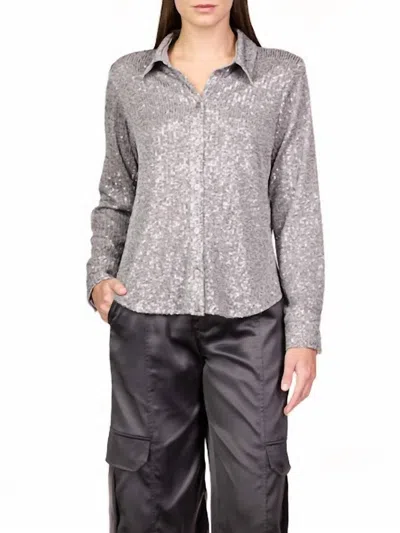 Sanctuary Radiant Sequin Shirt In Grey In Multi