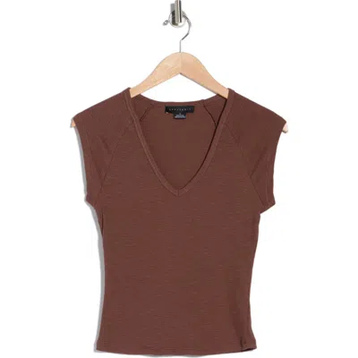 Sanctuary Raglan Sleeve V-neck Top In Brown