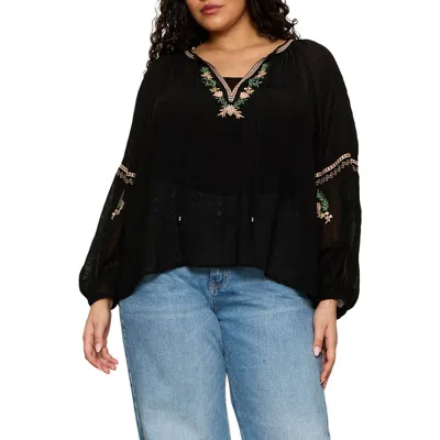 Sanctuary Raye Embroidered Top In Black