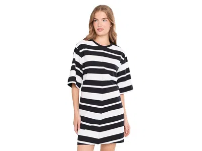 Sanctuary Ready Or Not Cinch Tee Dress Women's Dress Black Chalk Stripe: Md (us 8)