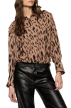 Sanctuary Rebel Abstract Animal Print Button-up Shirt In Gold