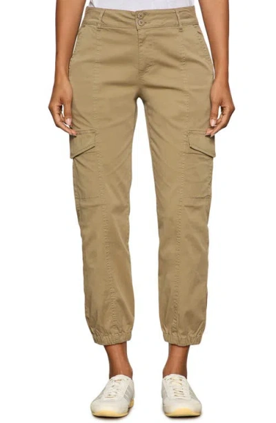 Sanctuary Rebel Crop Stretch Cotton Cargo Pants In Covert Gre