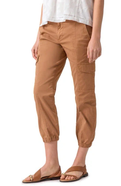 Sanctuary Rebel Crop Stretch Cotton Cargo Pants In Mocha Mous