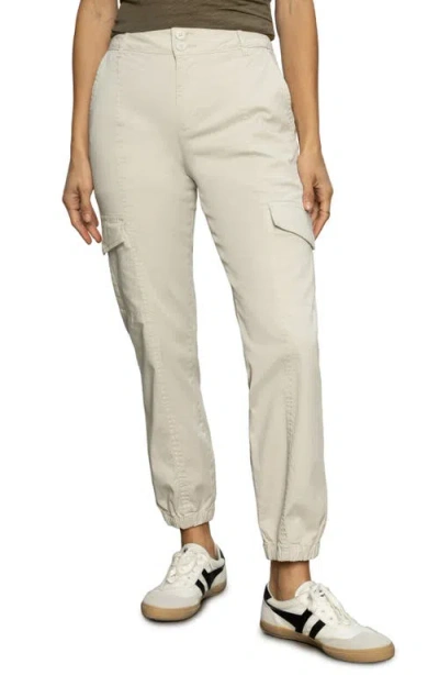 Sanctuary Rebel Crop Stretch Cotton Cargo Pants In Pumice Stone