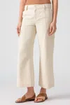 Sanctuary Rebel Wide Leg Standard Rise Crop Pant In Birch In Beige