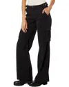 Sanctuary Soft Marine High Waist Wide Leg Crop Cotton Pants In Black