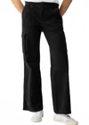Sanctuary Soft Marine High Waist Wide Leg Crop Cotton Pants In Black