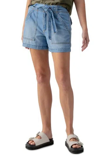 Sanctuary Reissue High Waist Sash Denim Shorts In Sun Drench