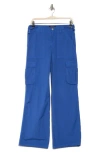Sanctuary Reissue High Waist Straight Leg Cargo Pants In Ocean Blue
