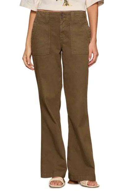 Sanctuary Reissue Peace Bootleg Cotton Pants In Brown