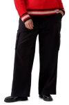 Sanctuary Soft Marine High Waist Wide Leg Crop Cotton Pants In Black