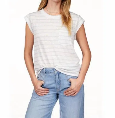 Sanctuary Relaxed Cap Sleeve Top In Pacific Blue Stripe In White