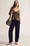 Sanctuary Relaxed Linen Cruiser Cropped Pants In Black