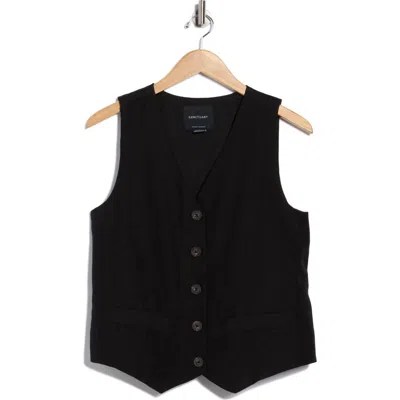 Sanctuary Relaxed Modern Linen Blend Vest In Black